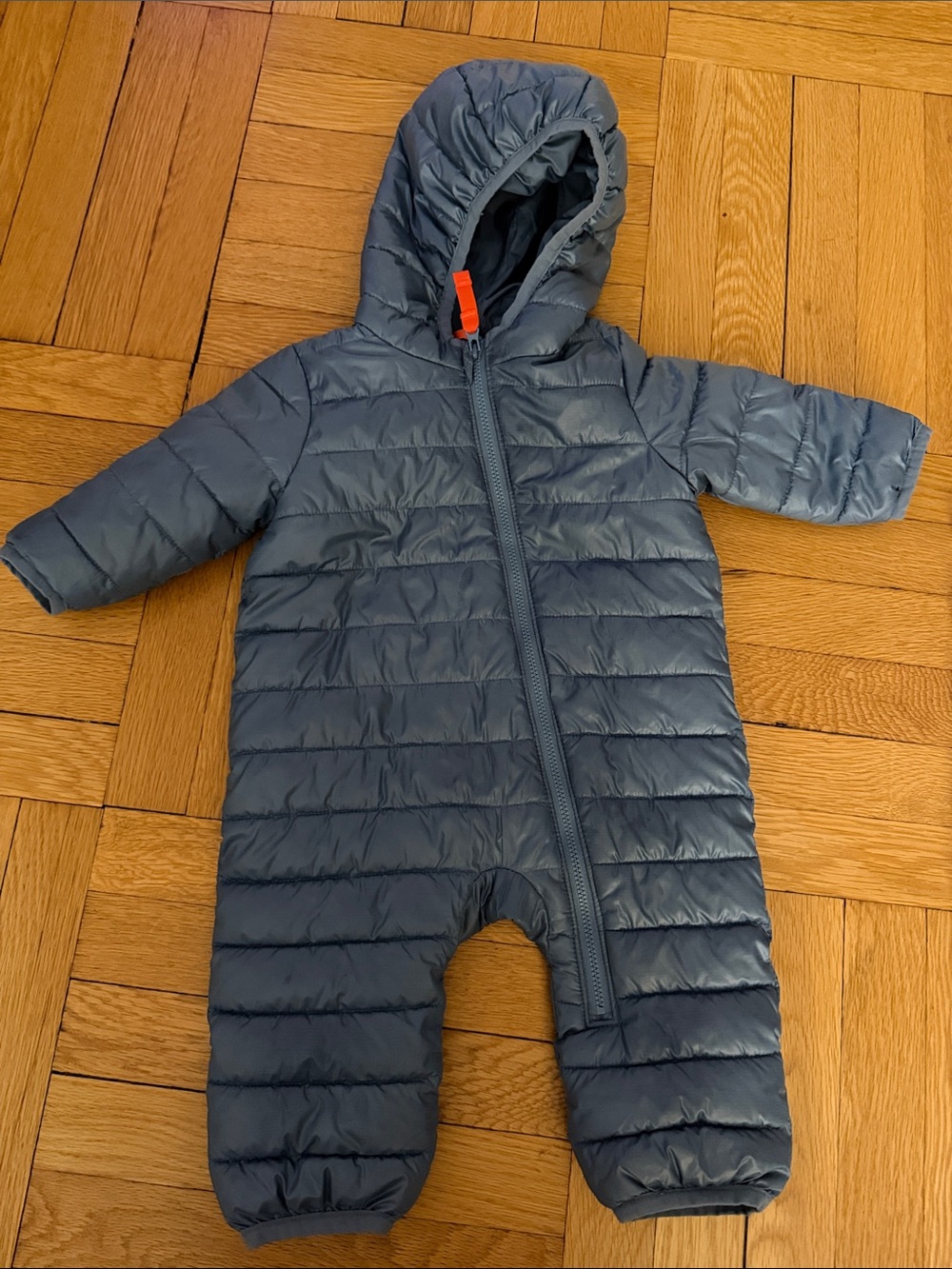 Primary Baby Puffer One-Piece Snowsuit in Slate Blue